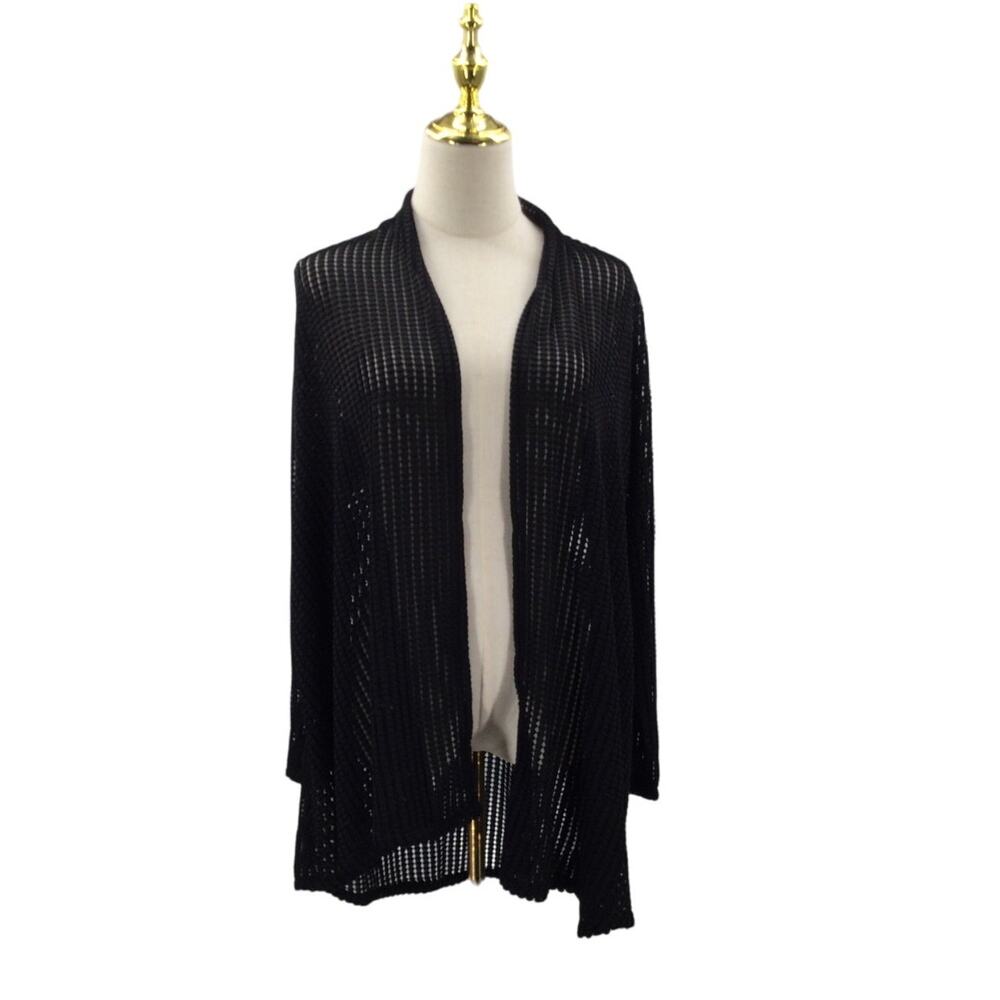 SUSAN GRAVER XS black open woven half length cardigan coverup top NWT B65